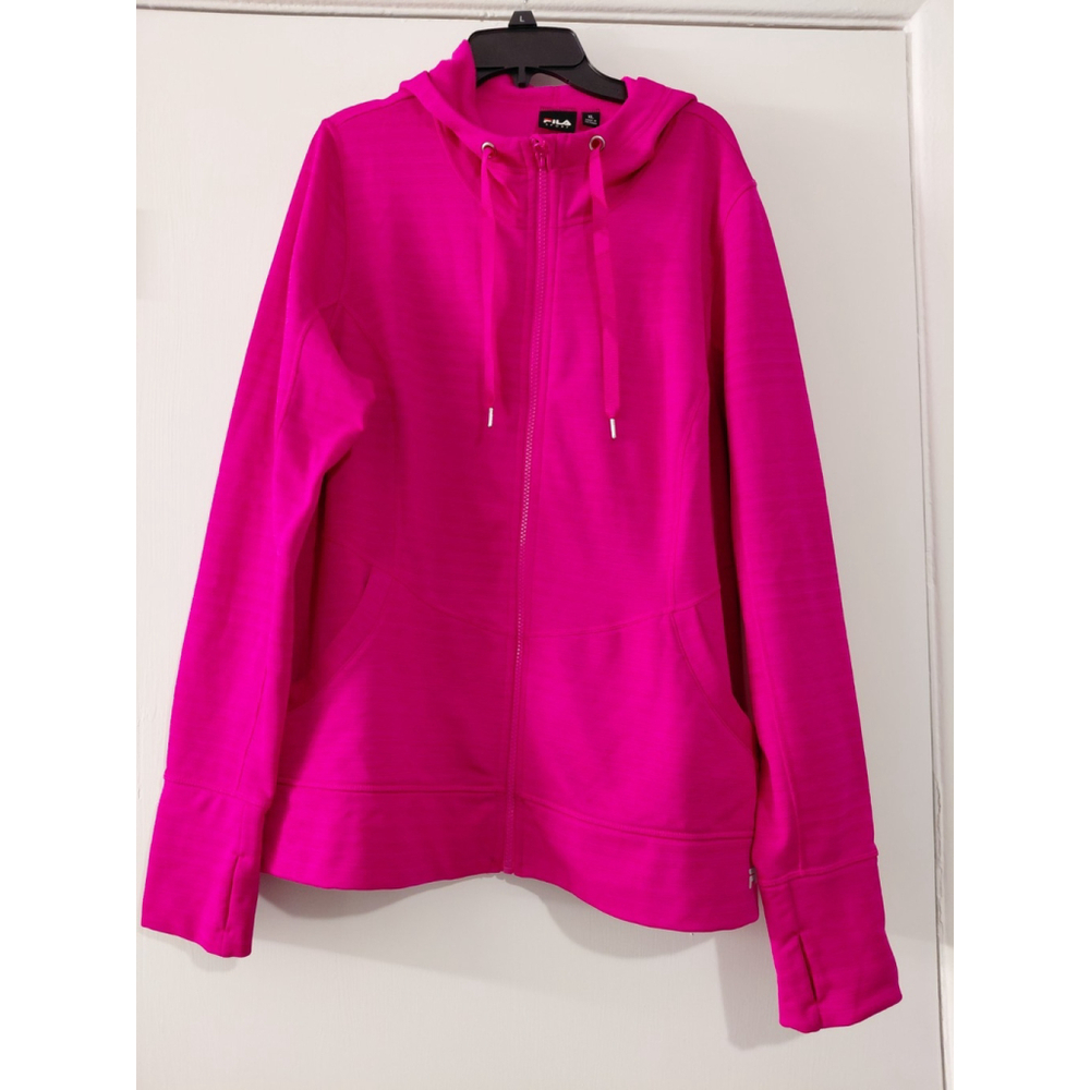 Ladies Fila Athletic Hoodie Pullover Long Sleeve Size XL Pink Cotton Blend EUC